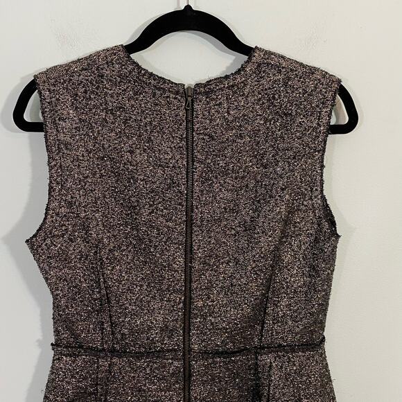 Lanvin River 2011 Women's Gold & Silver Tweed Sheath Dress Size 42 - Picture 5 of 7